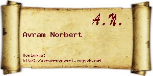 Avram Norbert névjegykártya